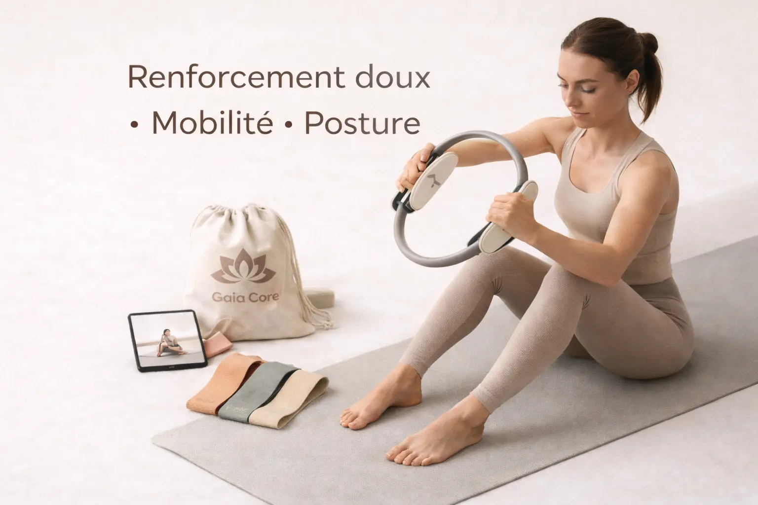 Kit pilates maison complet - exercices pilates avec anneau et ballon